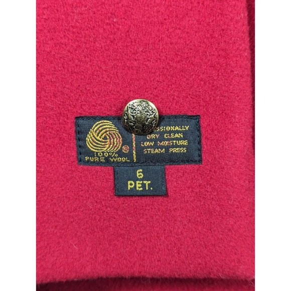 Vintage London Fog Wool Pea Coat Womens 6 Small Red w/Black Velvet Collar USA - Picture 4 of 5